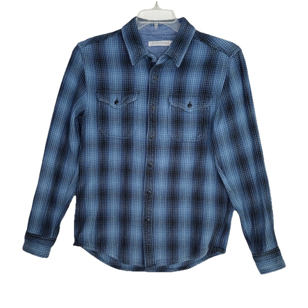 Outerknown Blanket Shirt Mens Small Blue Plaid Flannel Western Organic Cotton
